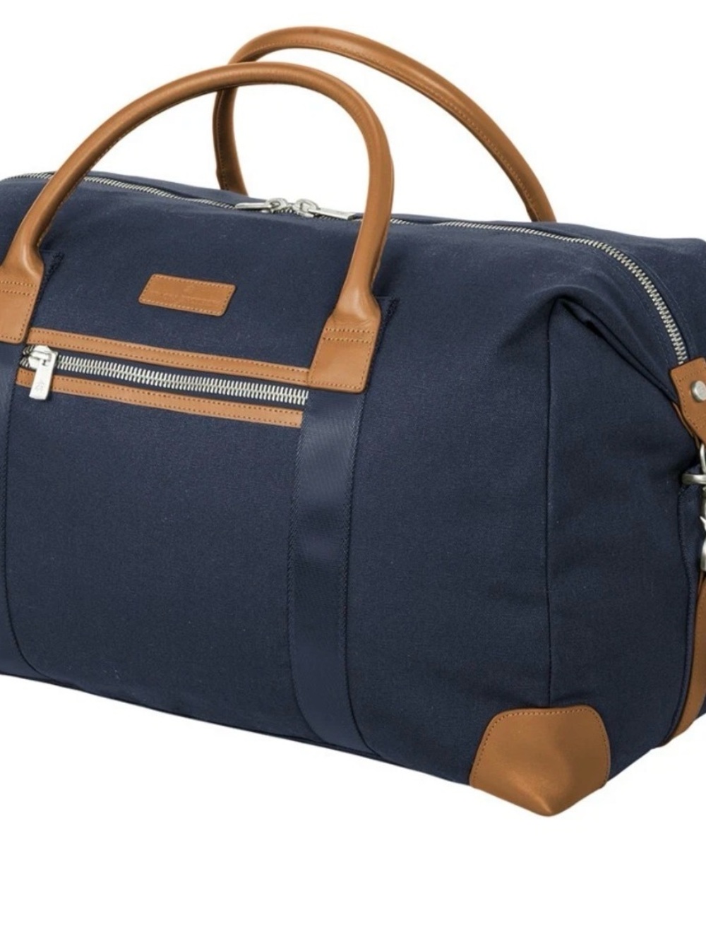 Brooks Brothers Navy Canvas Duffel with Tan Leather Trim